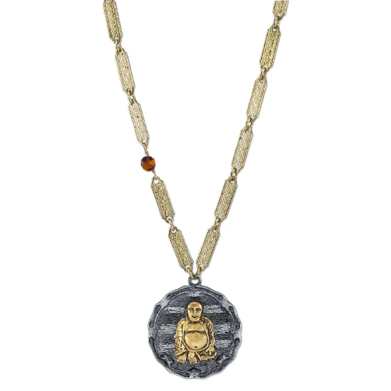 T.R.U. Sitting Budda On Vintage Chain Pendant Necklace 32"