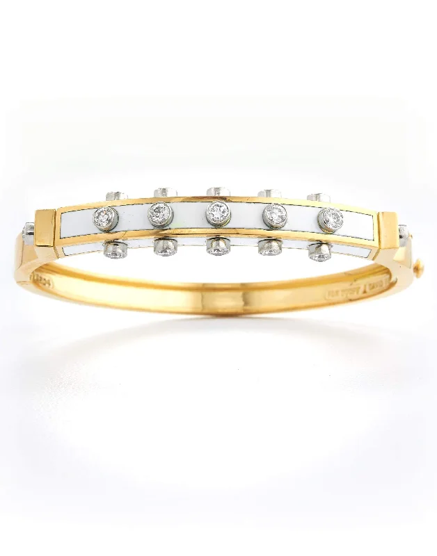 Studlette White Enamel Bangle