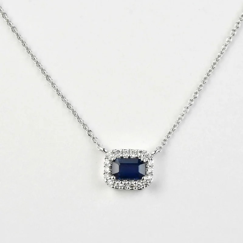 The Isabelle: Sapphire & Diamond Halo Necklace