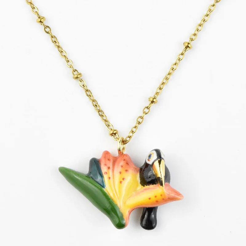 Toucan and Bird of Paradise Necklace