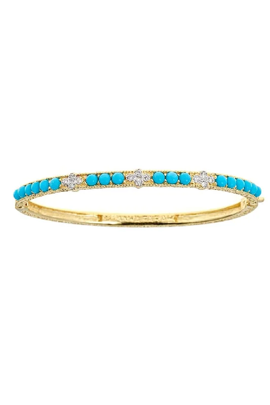 Turquoise & White Diamond Cluster Bangle