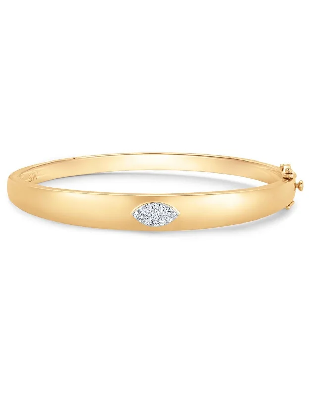 Unity Reverie Yellow Gold White Diamond Marquis Bangle