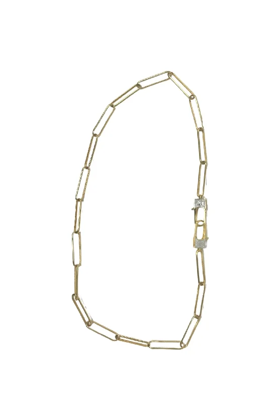 V441B The Woods 24" Brass Paperclip Chain with Double Clasp