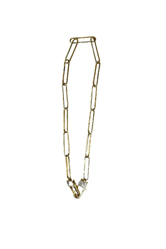 V444B The Woods 17.5" Brass Paperclip Chain Necklace with Double Clasp