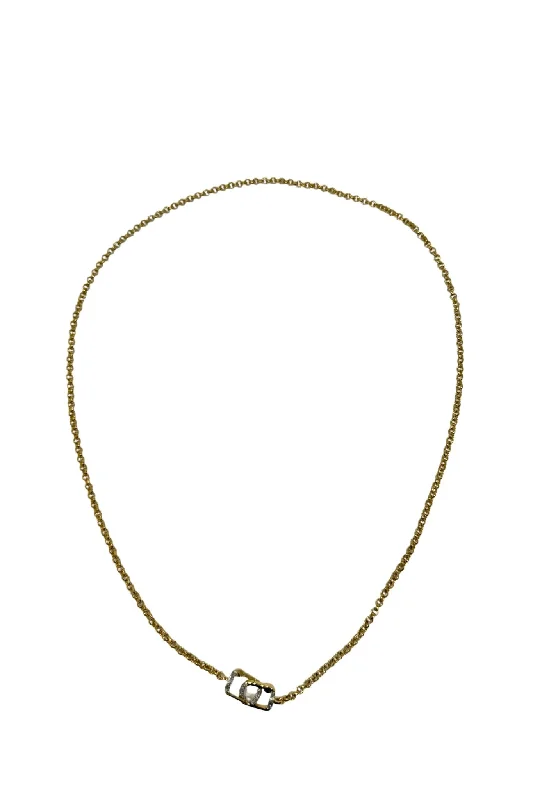 V626 The Woods Brass 22" Skinny Chain with double Square hook