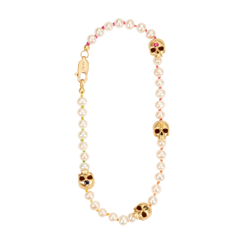 White Pearl Hopes & Dreams Skull Bracelet - 11782